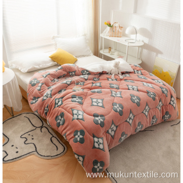 Thick flannel+sherpa Alternative Quilted Comforter duvets